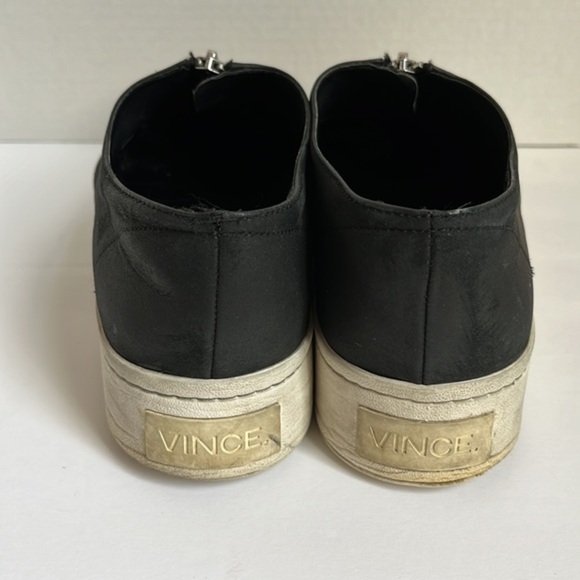 Vince Black Warner Zip-Front Platform Leather Slip on Sneakers Size 8 - Picture 6 of 9